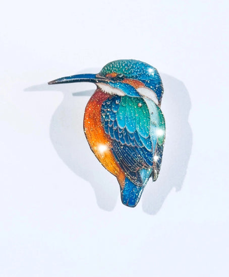 pretty blue Kingfisher bird pin