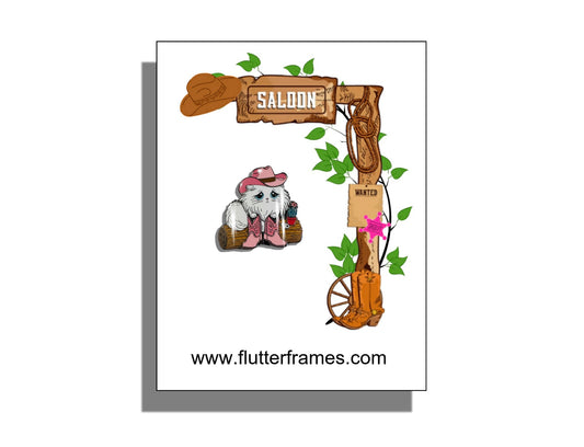 line dancing gift. Cowgirl kitty cat pin