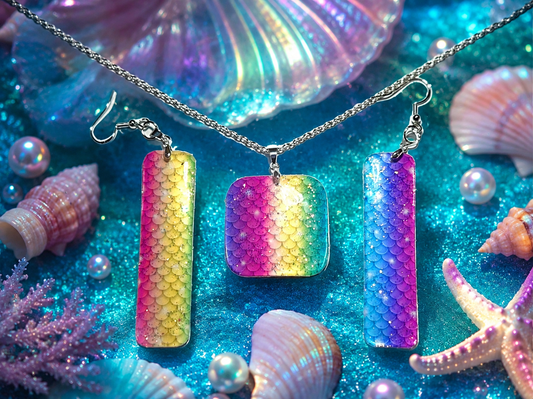 mermaid earrings and necklace set