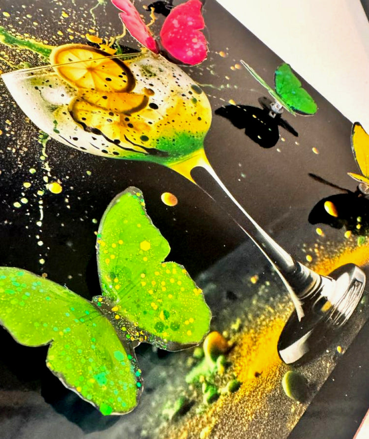 Gin and Tonic Cocktail  3d Framed Art. Made from recycled tin cans