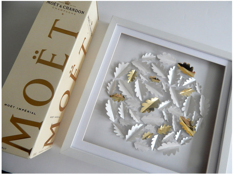 3d white and gold framed picture