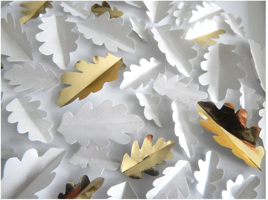 paper 3d white and gold oak leaves framed picture