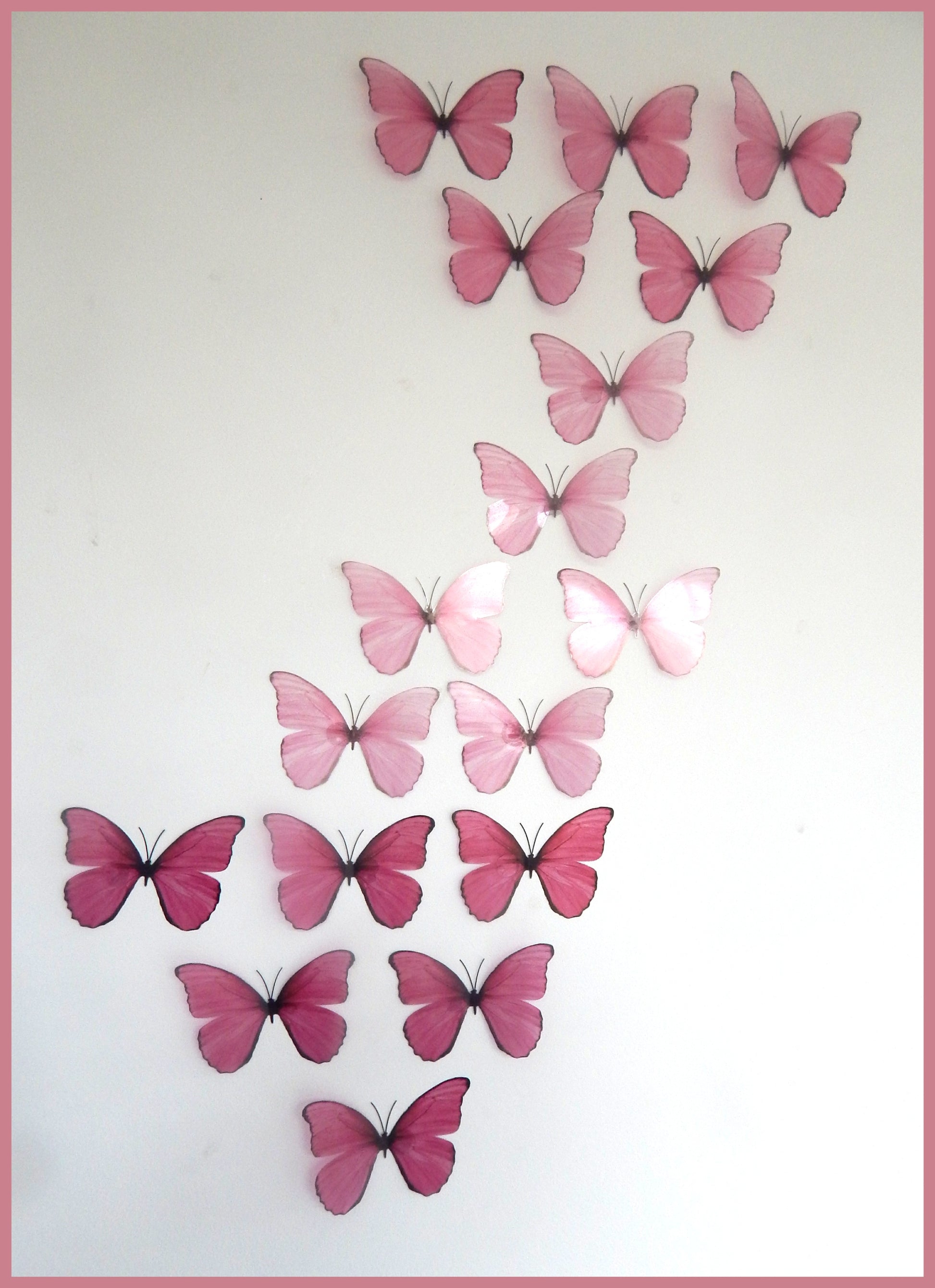 Shades of pink Butterflies, set of 18, 7cm wide. Pink party decor, div ...