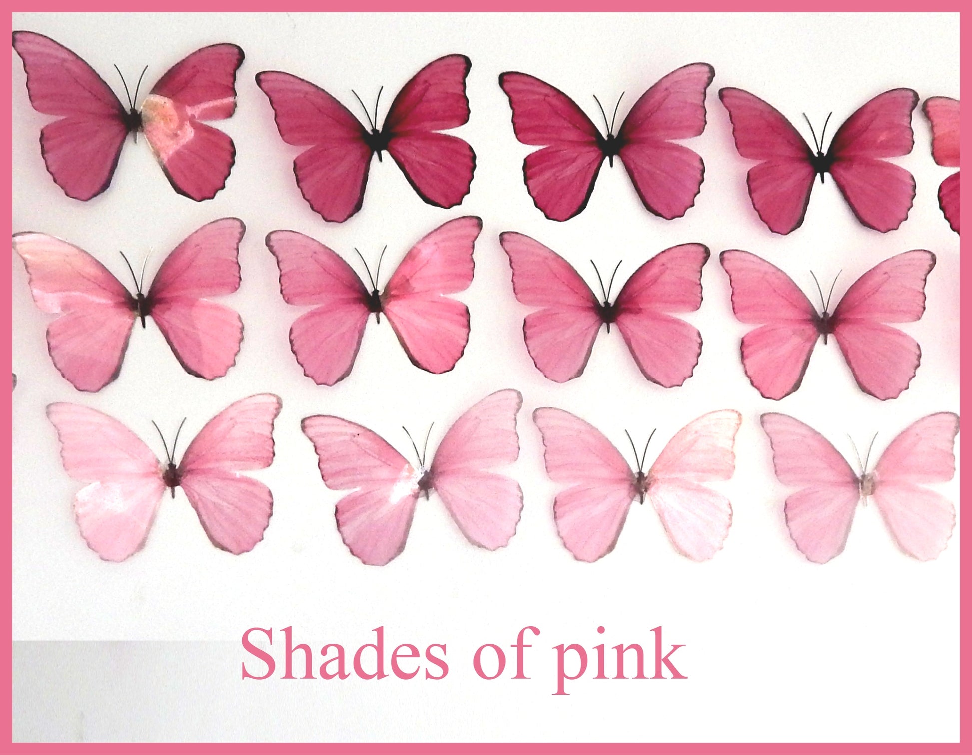 Shades of pink Butterflies, set of 18, 7cm wide. Pink party decor, div ...