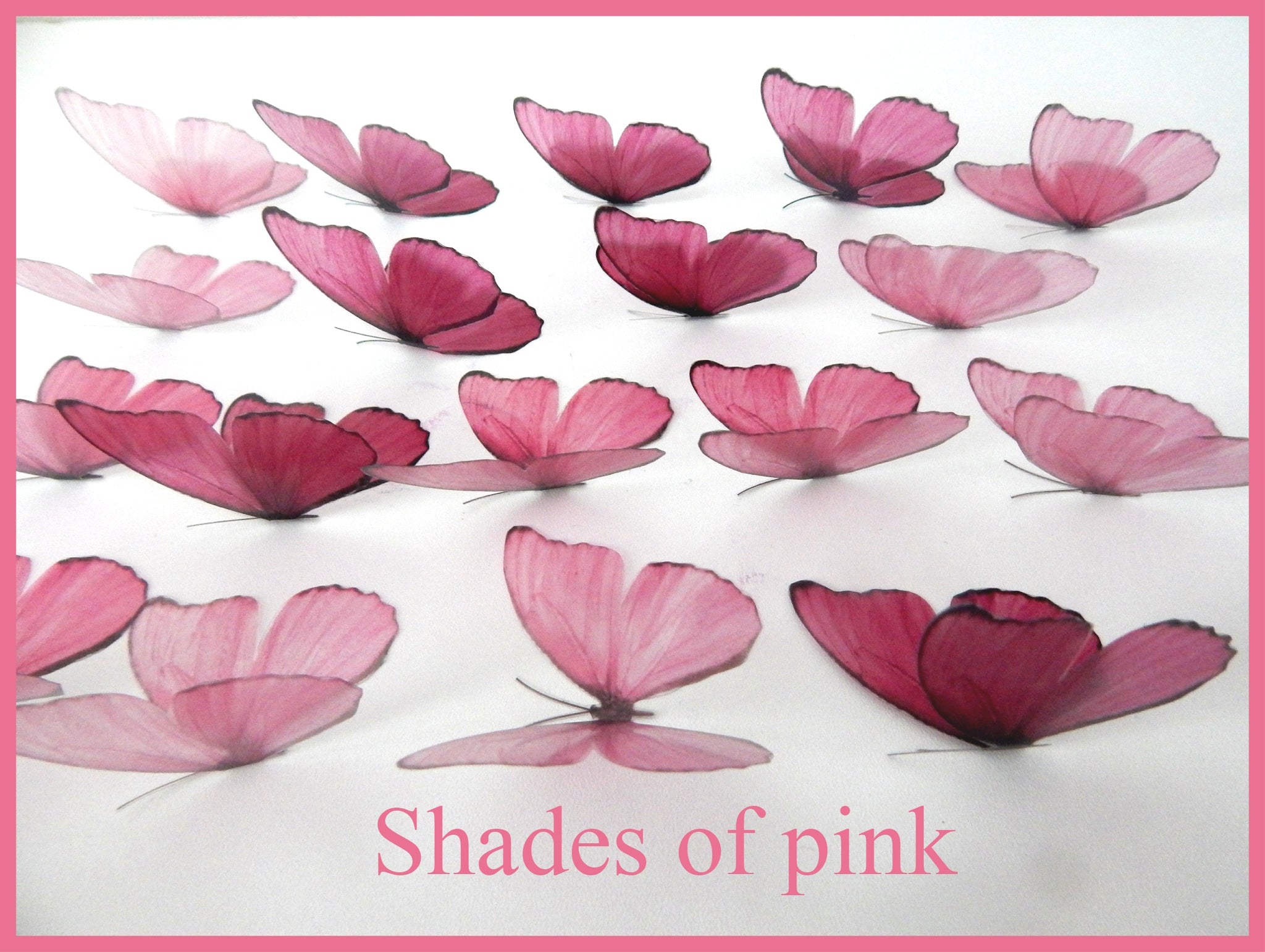 Shades of pink Butterflies, set of 18, 7cm wide. Pink party decor, div ...