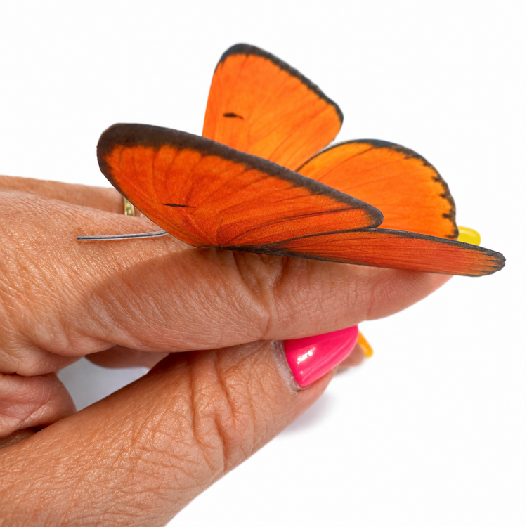 orange butterfly 3d stickers handmade by flutterframes