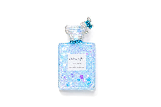 Perfume bottle enamel pin blue