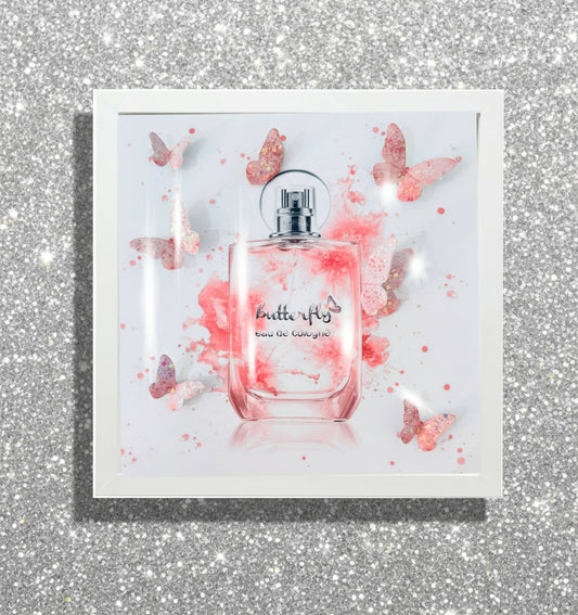 pink 3d perfume bottle glitzy framed picture