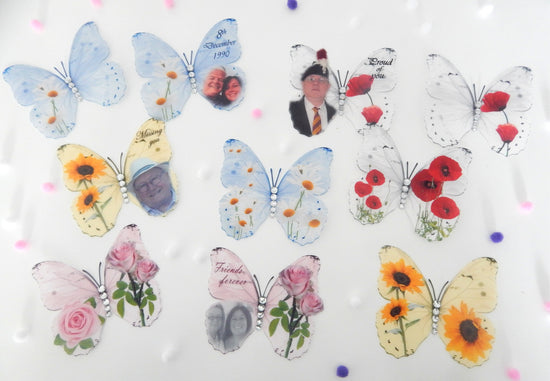 Photo personalized butterflies for funeral, bereavement