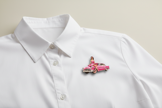 Pink Cadillac brooch 