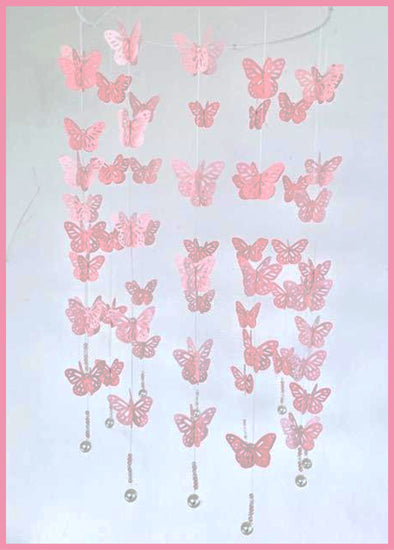 handmade butterfly pink chandelier with pearls