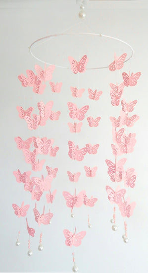unique handmade butterfly pink  baby mobile