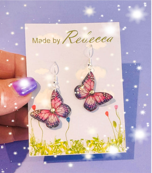 handmade butterfly dangle earrings from soda cans