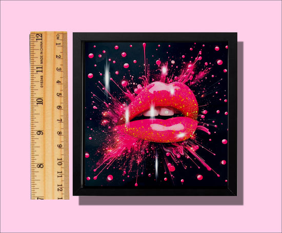3d mini 3d framed pink lips shiny glitter picture