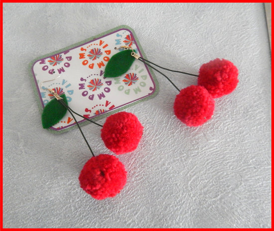 pom pom cherries earrings
