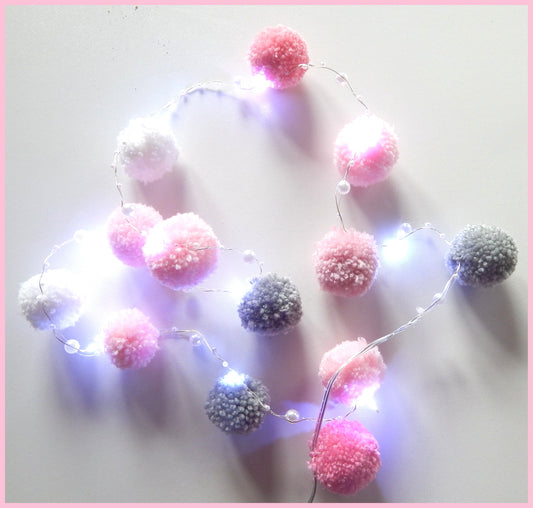 pom pom fairy lights nursery decor