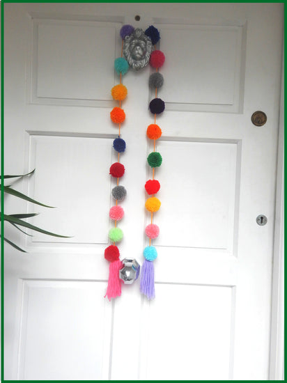 pom pom balls garland for outside parties