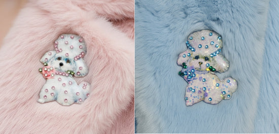 Poodle dog brooch handmade with diamantes
