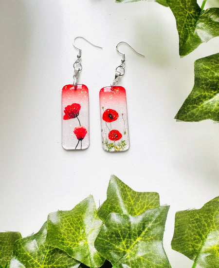 poppy handmade earrings from tin cans