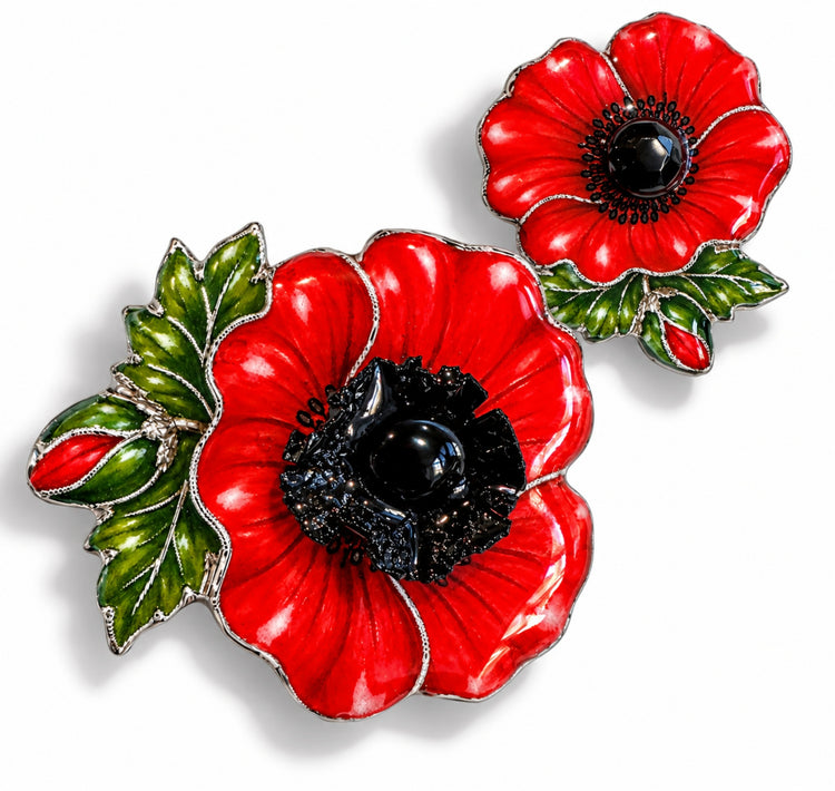 Handmade Poppy Brooch – Recycled Tin Can Poppy Pin – Remembrance Jewellery – Red Flower Brooch – Unique Gift