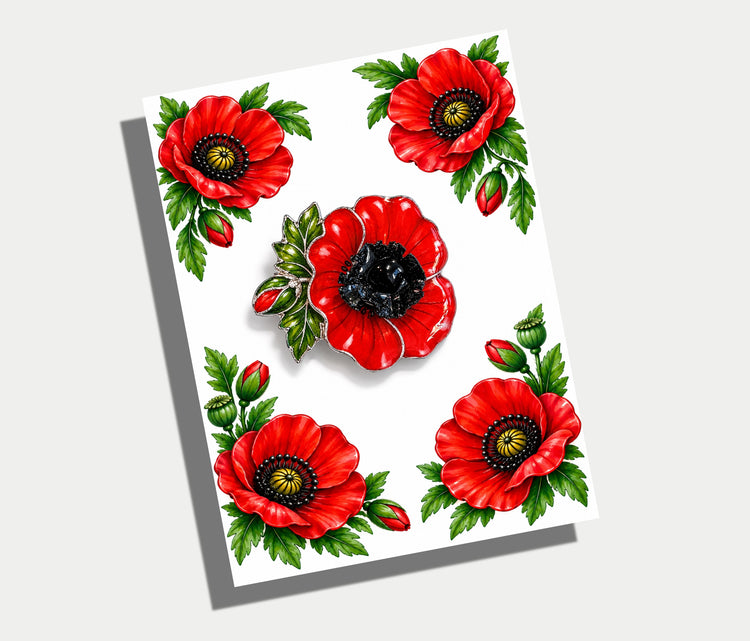 Lest we forget Handmade Poppy Recycled Tin Can Poppy Pin – Remembrance day