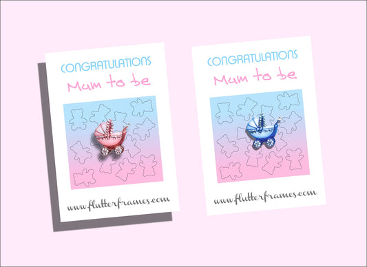 beautiful blue or pink pram brooch