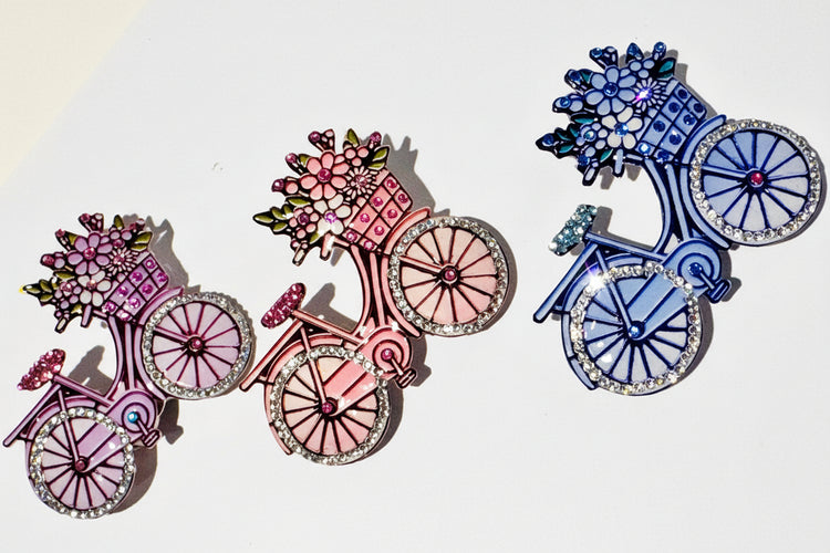 Vintage Style Bicycle Brooch – Stylish diamante Bike Pin, Chic Fashion Accessory.  Handmade