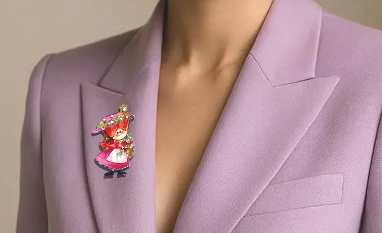 pretty handmade brooch in pink with diamantes made with recycled tin cans