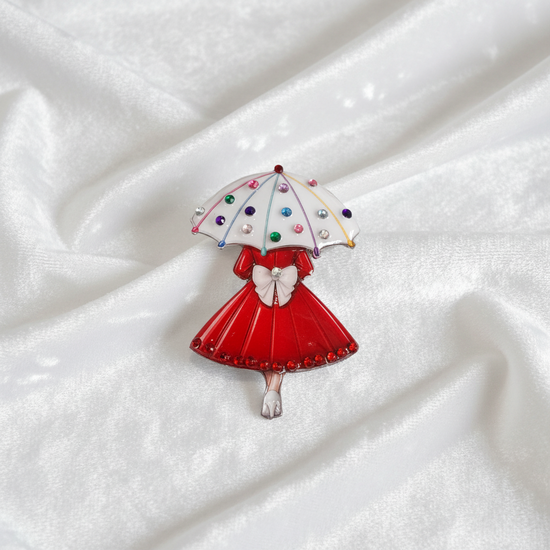 pretty red and white brooch