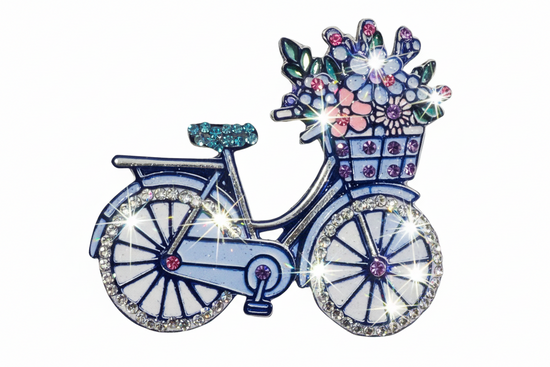 diamante bicycle brooch/pin in blue