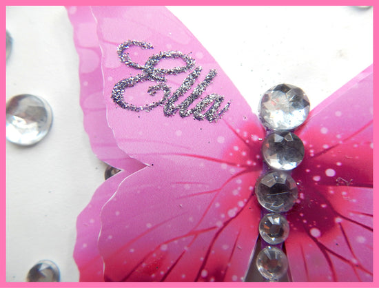 pretty personalised butterfly with glitter