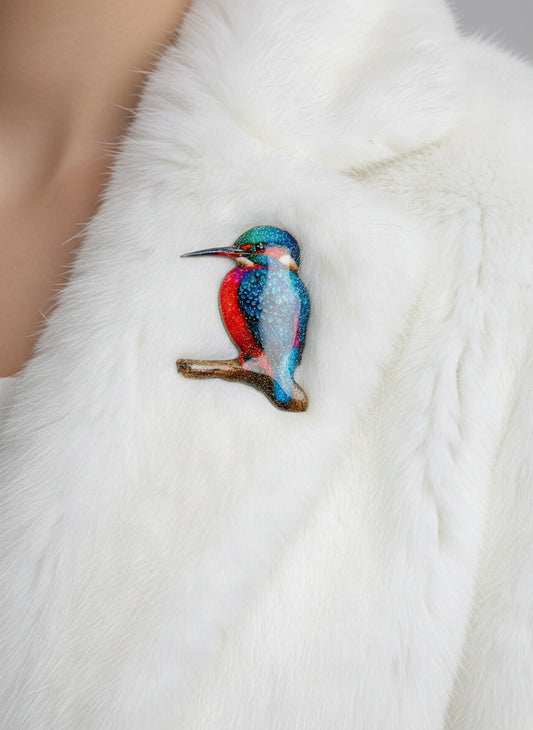 Colourful kingfisher enamel pin