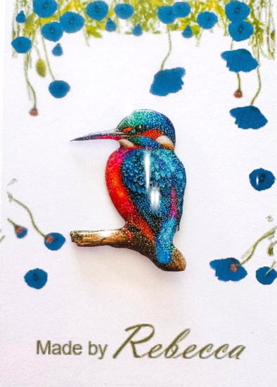 Kingfisher Bird enamel pin, pretty Kingfisher.