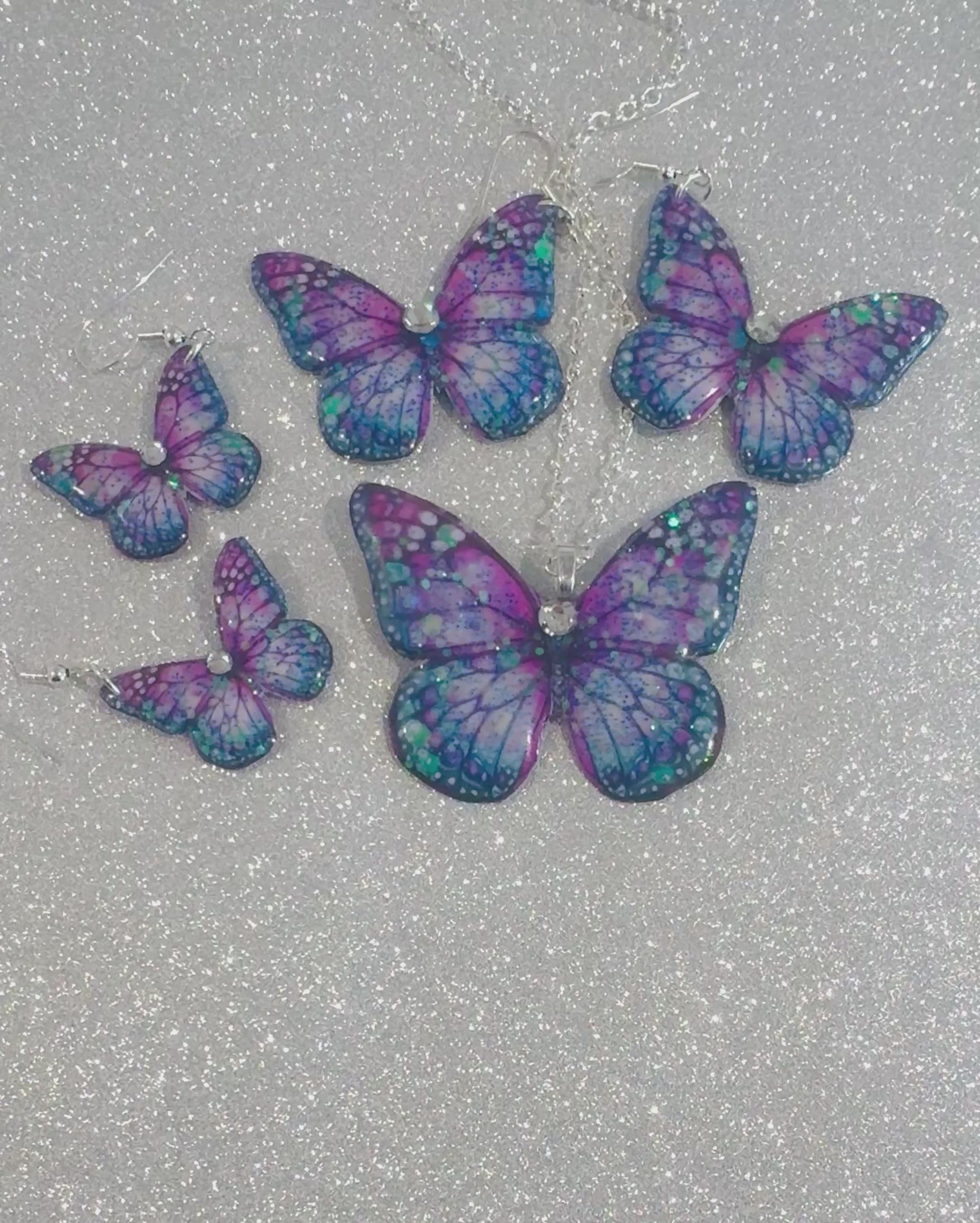 butterfly tin_recycled_pendant and earrings set