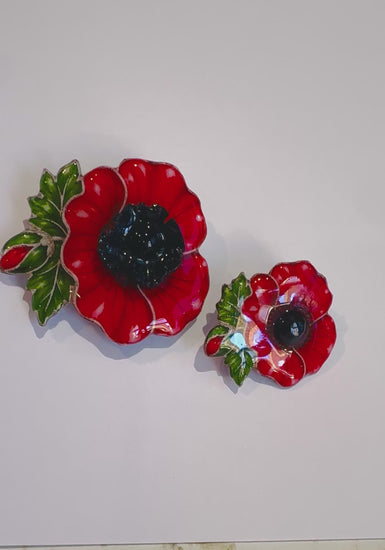 Remembrance day brooch and poppy pin made with recycled tin cans. by Flutterframes
