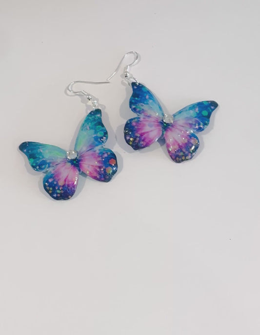 Beautiful butterfly earrings. Butterfly drop Earrings. Handmade from tin cans