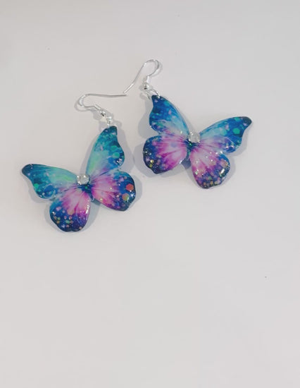 Beautiful butterfly earrings. Butterfly drop Earrings. Handmade from tin cans