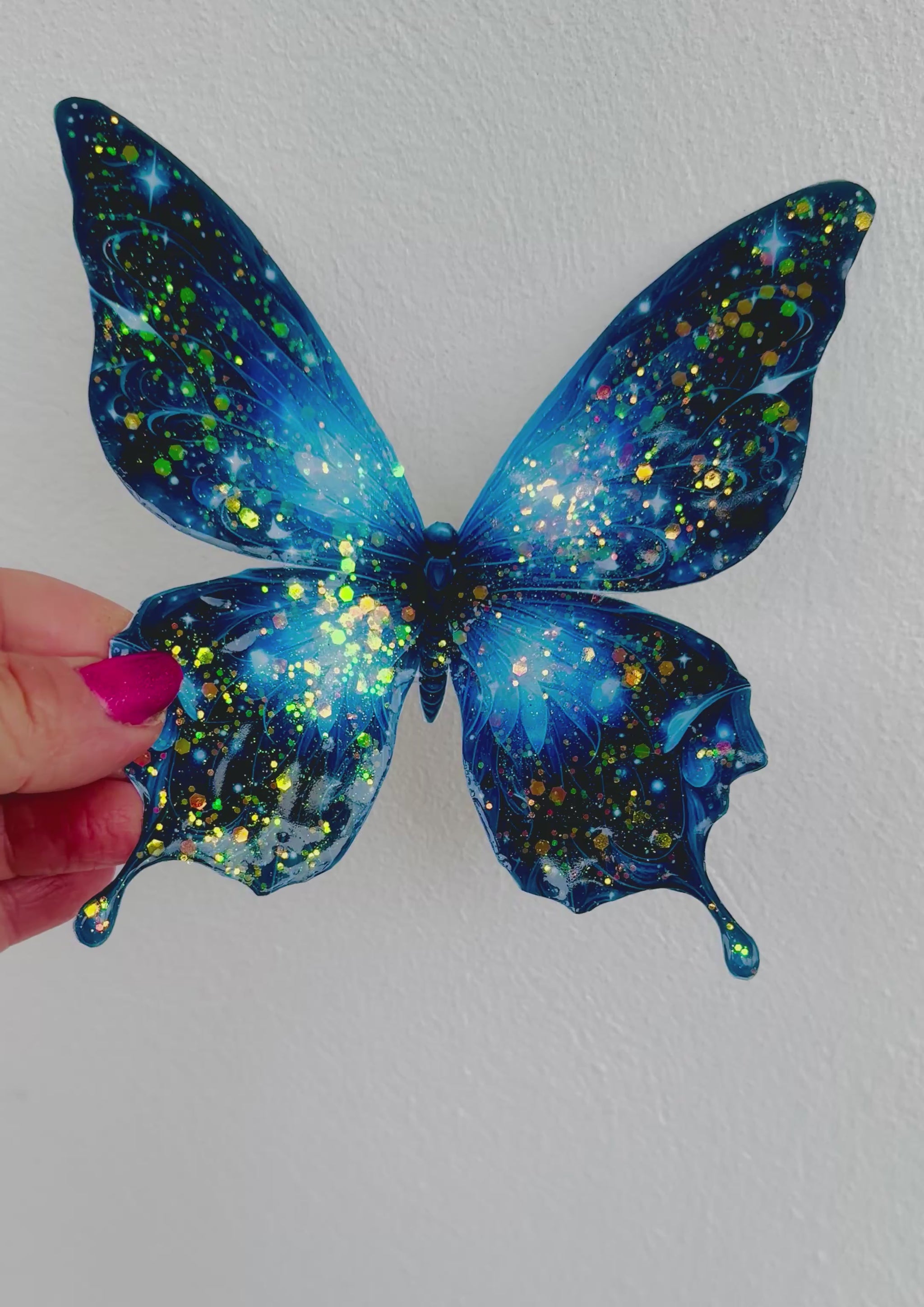 Outdoor Midnight butterflies. Weatherproof UV resistant, made from tin cans