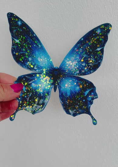 Outdoor Midnight butterflies. Weatherproof UV resistant, made from tin cans