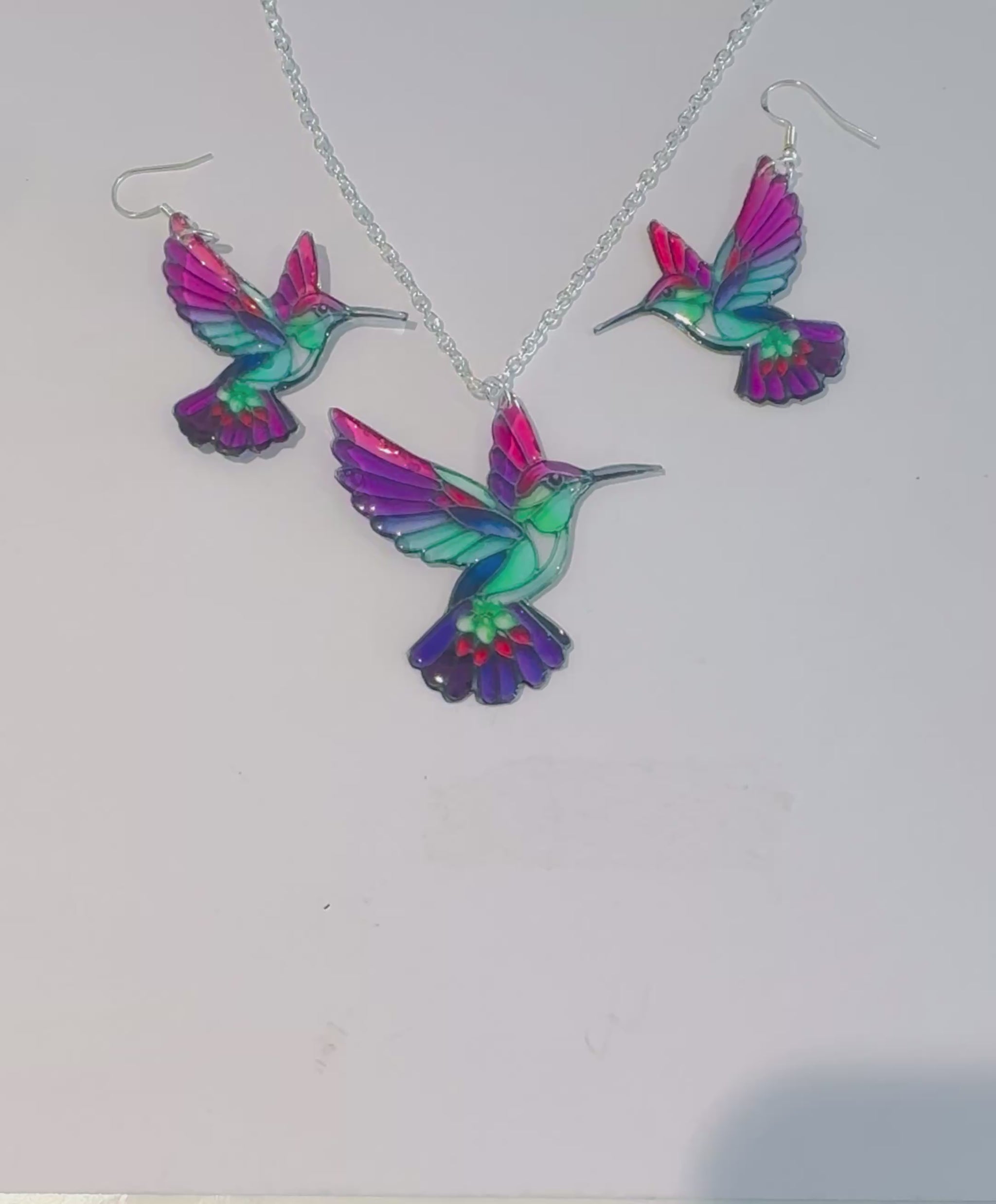 Kingfisher stained glass jewellery set by Flutterframes