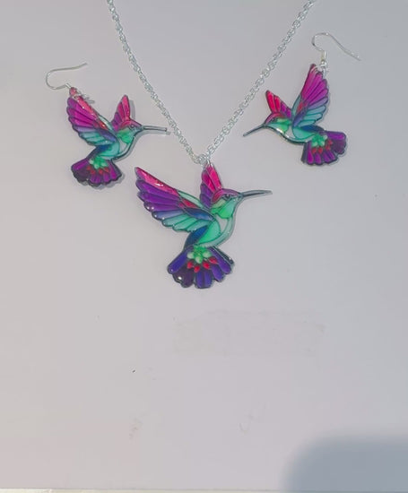 Kingfisher stained glass jewellery set by Flutterframes