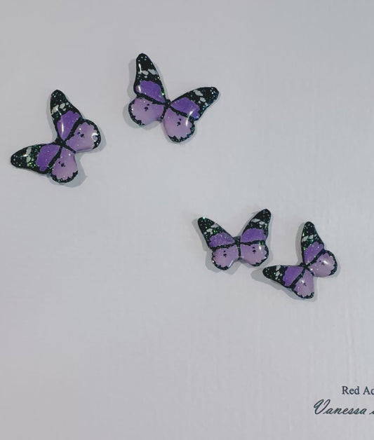lilac butterfly studs