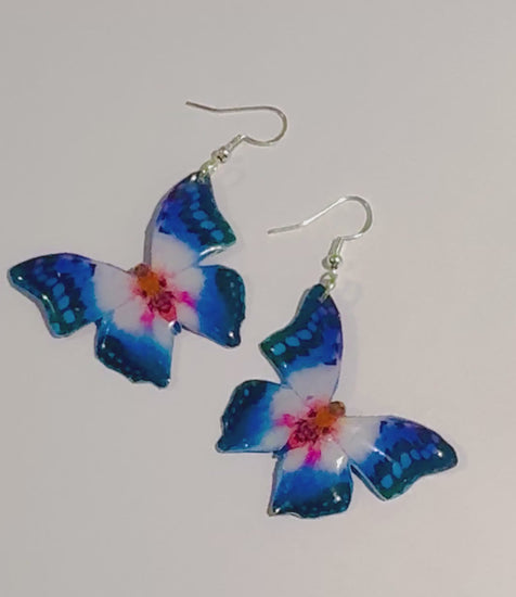Pretty Blue Butterfly Dangle Earrings.Unique earrings