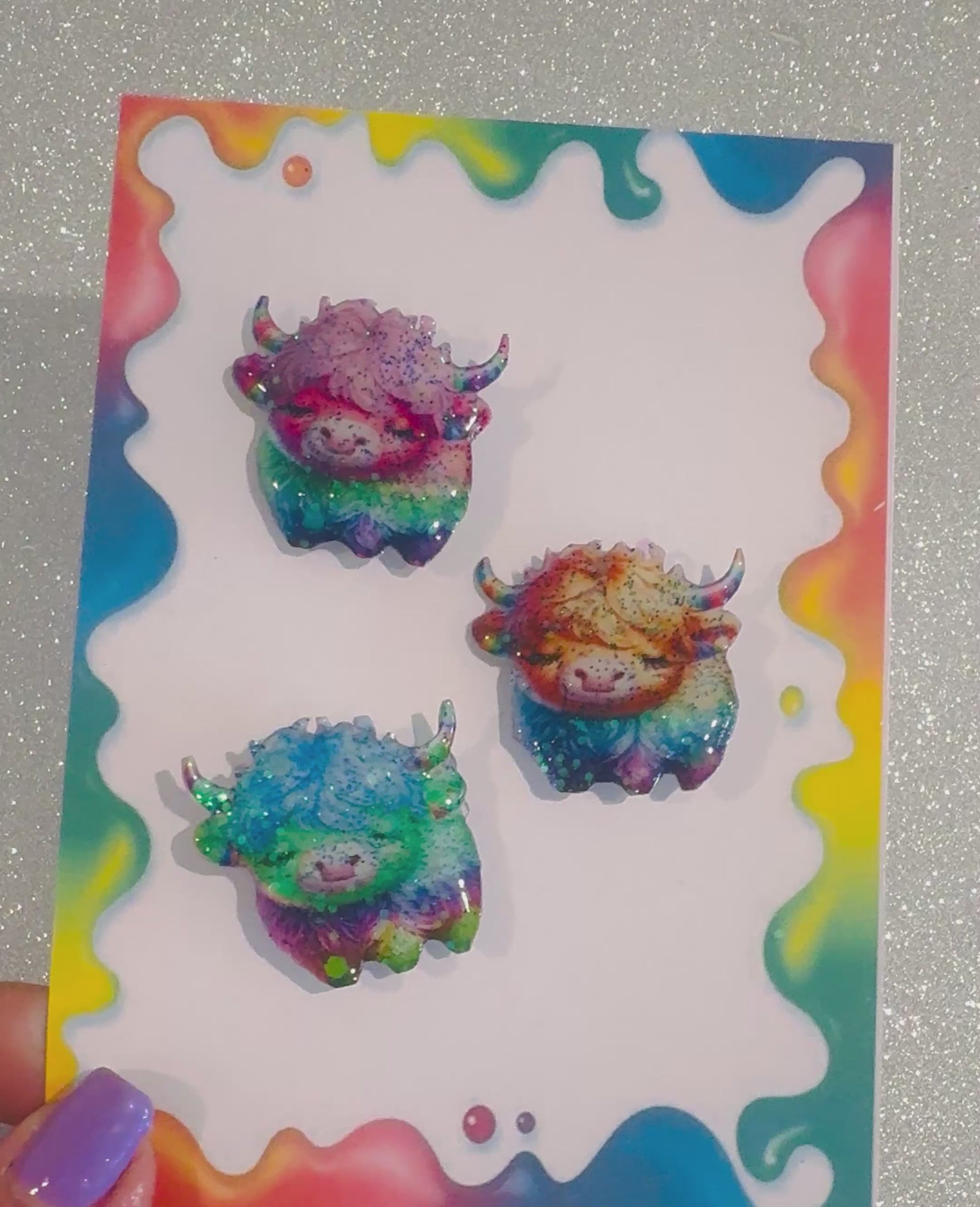 set of 3 Highland cows magnets handmade