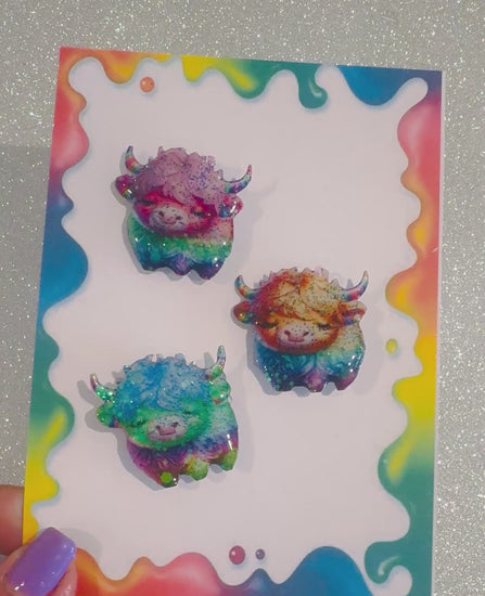 set of 3 Highland cows magnets handmade