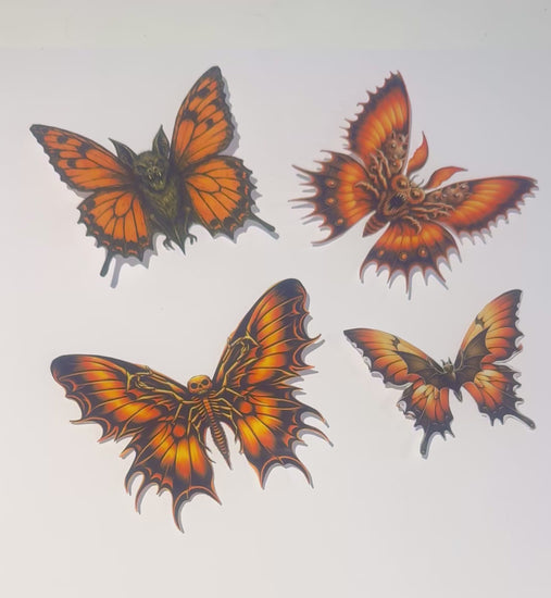 Halloween butterfly 3d decor. Set of 4. Orange Halloween butterflies. Halloween unique handmade decorations