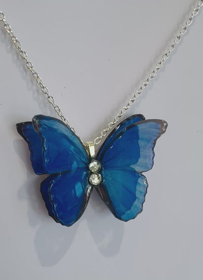 Dazzling Blue butterfly pendant handmade