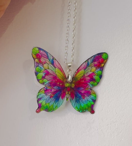  handmade beautiful stained glass butterfly pendant