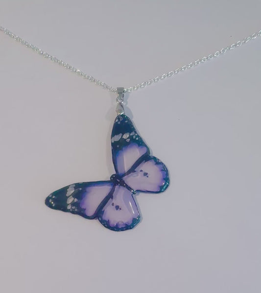 Lilac translucent butterfly  monarch pendant hand crafted