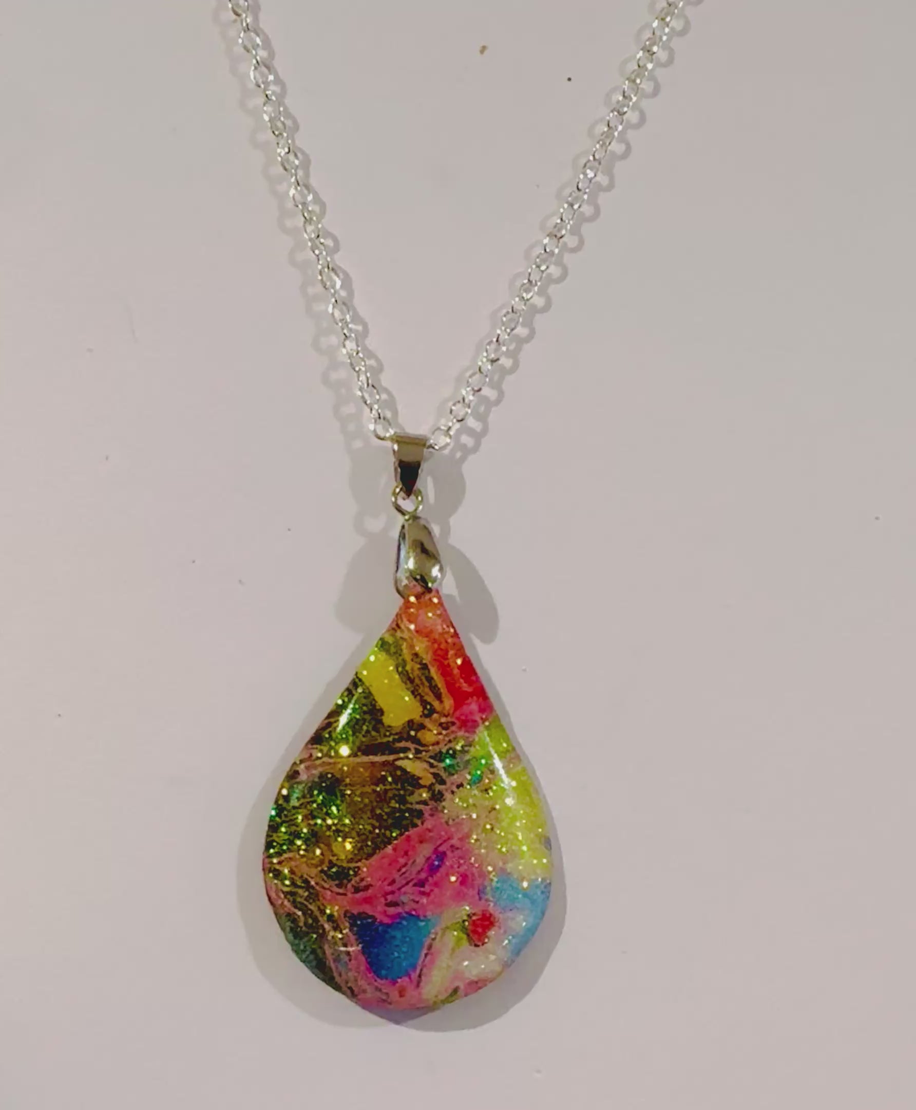 Recycled from tin cans pendant oval handmade Artistic Jewelry